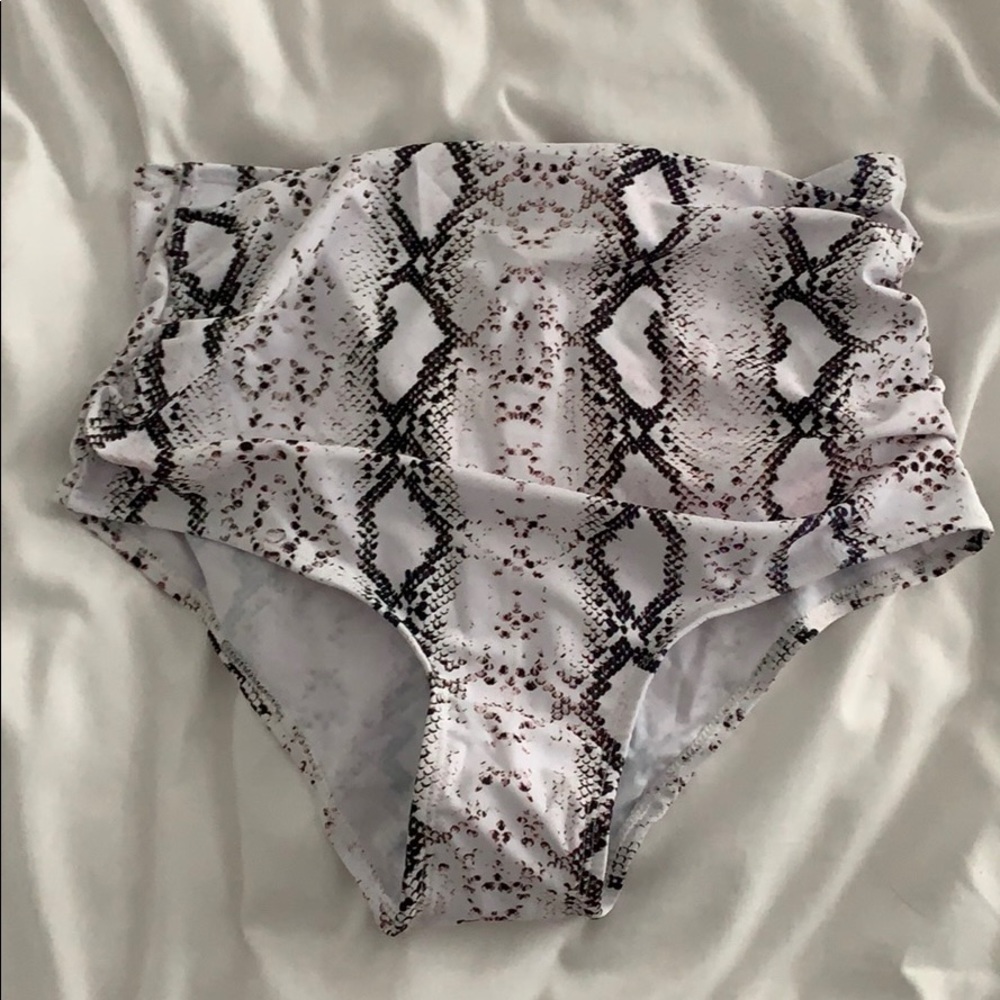Shein High-Rise Snakeskin Print Bikini Bottoms